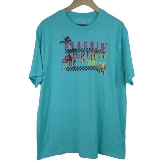 Cabana by Crown & Ivy Spring Break 91 Adult T-Shirt Large Blue Short Sleeve Top - Picture 1 of 7